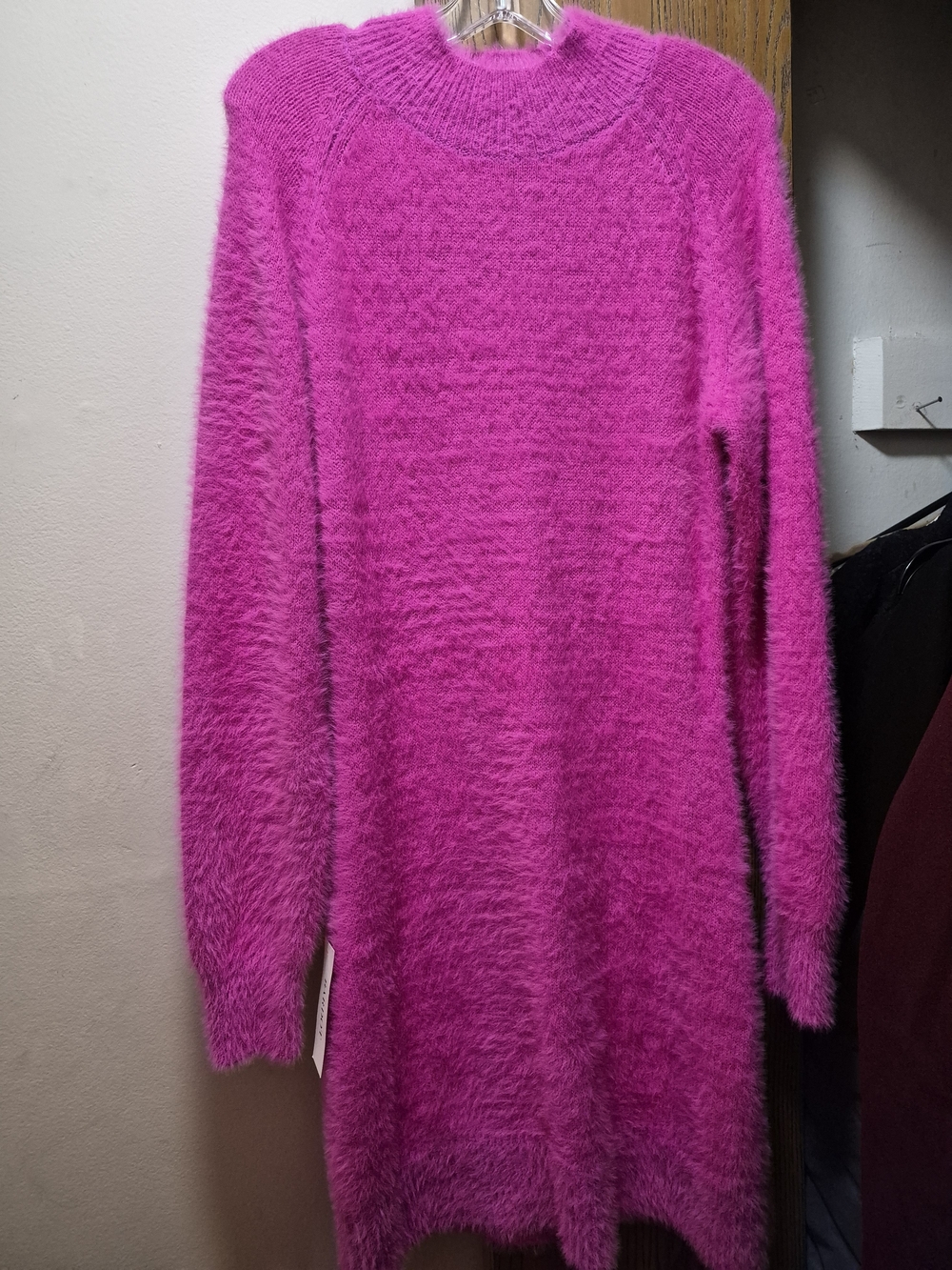 Bardot MSRP $139 Adeline Fuzzy Knit Mock Neck Sweater Dress - Picture 2 of 8